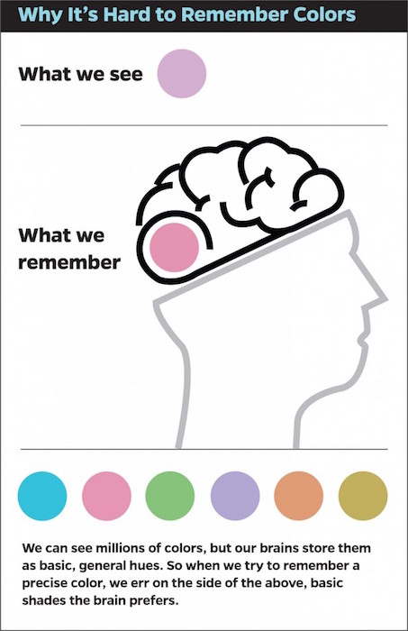 Infographic about why it's hard to remember colors