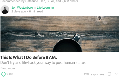 Screenshot of a popular medium article