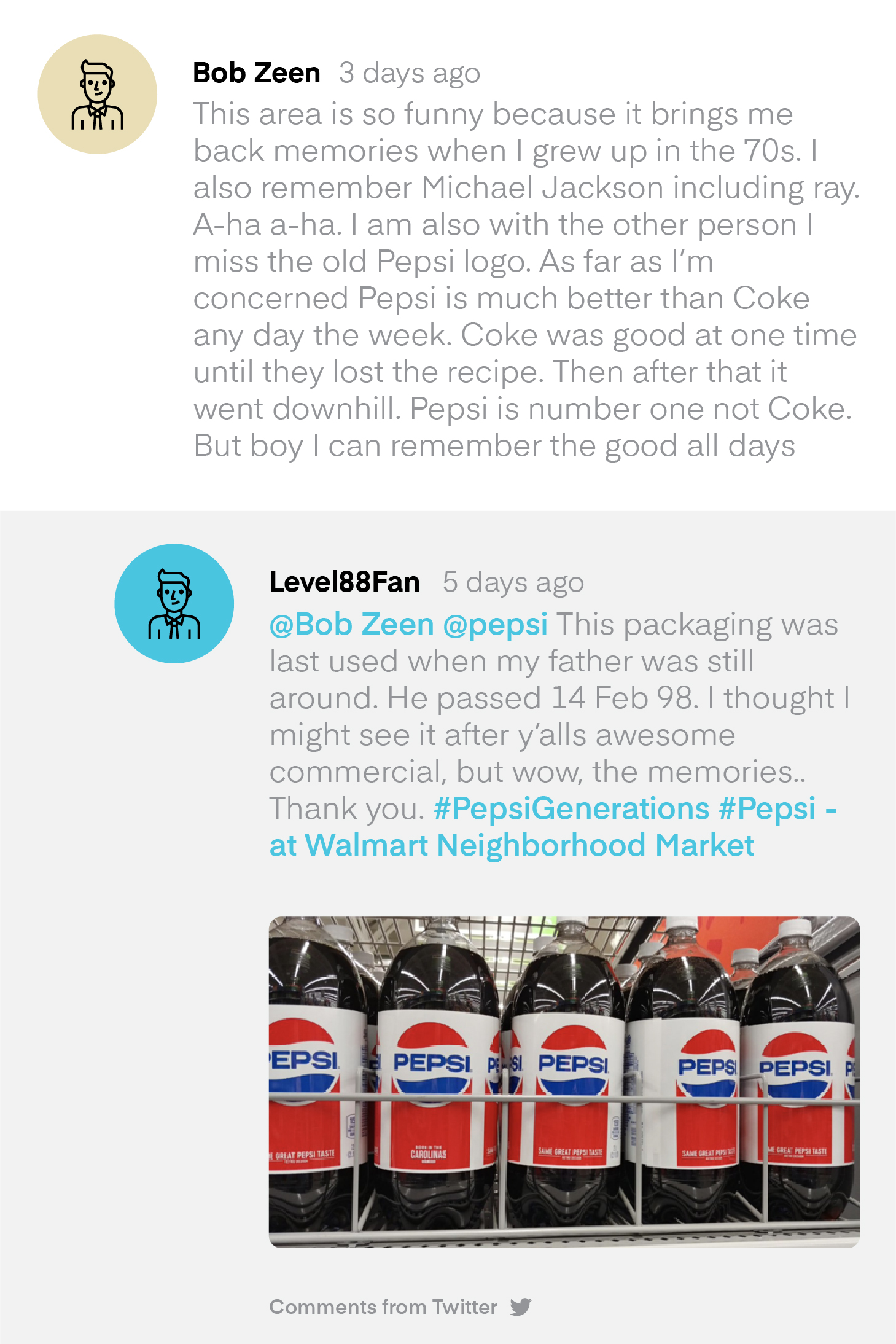 Social comments on a Pepsi video